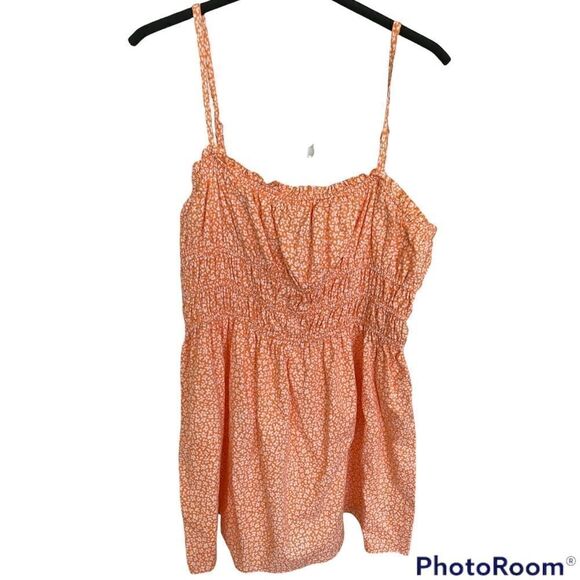 Adorable Linen Mini Sundress by Wild Fable, Orange & White with Spaghetti Straps - Picture 1 of 3